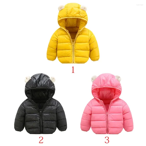 Abrigo de plumón para bebé, prendas de vestir de otoño e invierno, chaqueta con capucha para niñas y niños, ropa cálida para nacer, bolsillos, plumas sólidas