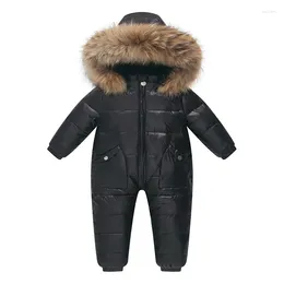 Manteau en duvet pour bébés garçons et filles, combinaison d'hiver en canard blanc, salopette pour enfants, col en fourrure, à capuche, chaude et épaisse, combinaison de Ski, combinaison de neige Y759