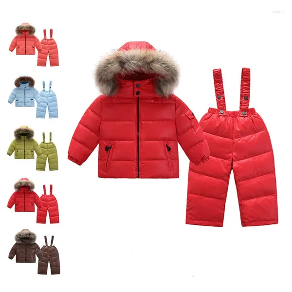 Abrigo de plumón, conjuntos de ropa para bebés, ropa para niños y niñas, pato blanco, ropa para la nieve, abrigos gruesos, monos, chaqueta, ropa para niños, traje de invierno