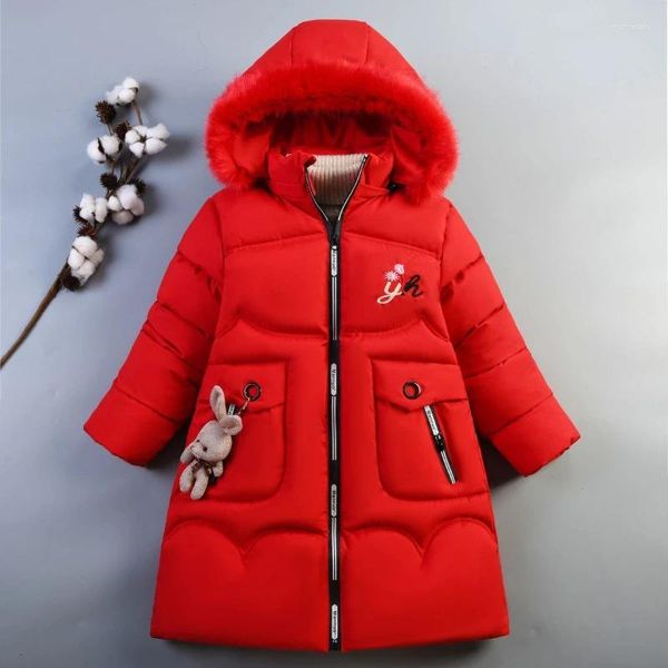 Manteau en duvet pour bébés filles, vêtements d'hiver 2024, vêtements d'extérieur épais, Parkas à col en fourrure de coton, veste pour enfants de 1 2 3 4 5 6 7 8 9 10 ans