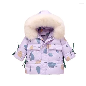 Abrigo de plumas para niñas, traje de nieve de invierno, chaqueta para niños, prendas de vestir cálidas, ropa gruesa para niñas de 2 a 6 años