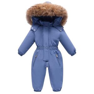 Donsjas Baby Jumpsuits -30 Winter Kleding Dikker Snowsuits Meisje Jongen Capuchon Witte Eendendons Jas Waterdicht Rompertjes Skipak Kinderjas HKD230725