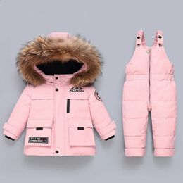 Daunenmantel Baby Winter Warme Daunenjacken Jungen Overall Kinder Kleidung Set 2 Stück Säuglingsoveralls Kleinkind Mädchen Kleidung Kinder Schneeanzug Parka 231108