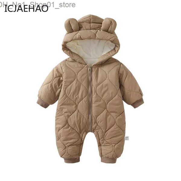 Abrigo de abajo Body Chaquetas para recién nacidos Ropa de bebé Mamelucos Invierno Niños con capucha con capucha con cremallera Abrigos acolchados de algodón Mono para niños 0-24 meses Q231205