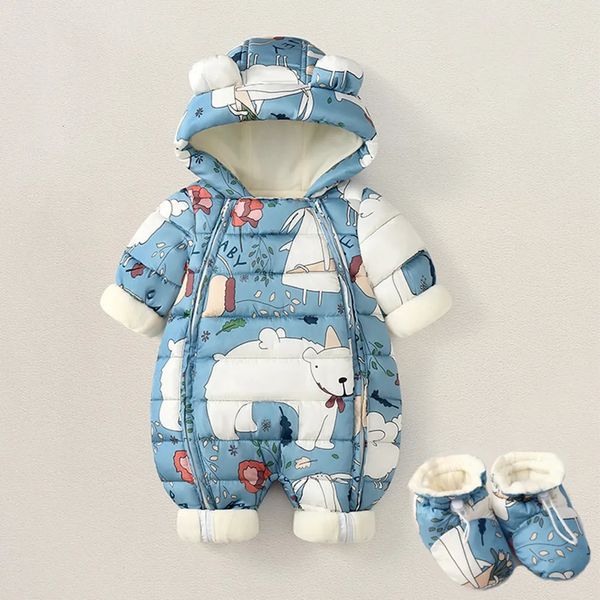 Abrigo de plumón nacido Ropa para bebés Ropa de invierno Traje para la nieve Plus Terciopelo Grueso Bebés Mono 0-3 años Mameluco Monos Abrigo para niños pequeños 231010