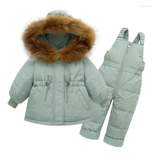 Abrigo de plumas para niño y niña, chaqueta de pato para invierno -30, traje para la nieve para bebé, mono, mono para niño pequeño, conjunto de ropa para niño 2 uds