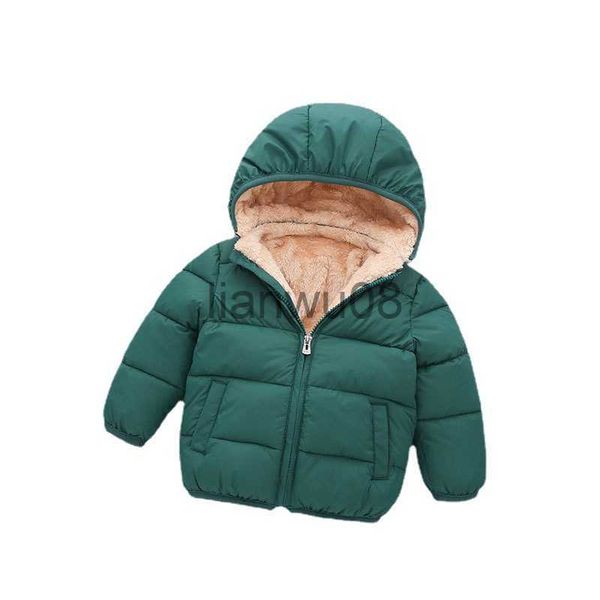 Abrigo abajo niño niños niña invierno polar chaqueta acolchada moda color sólido con capucha chaqueta de bebé chaqueta de algodón para niños ropa de invierno x0825