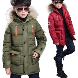 Manteau d'hiver pour garçon, manteau chaud matelassé, veste parka pour enfants avec capuche en fourrure amovible, coupe-vent épais, vêtements d'extérieur pour adolescents J230823