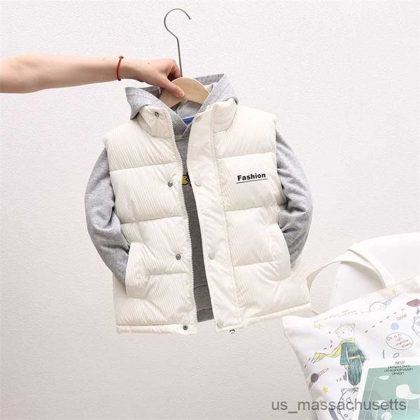 Abrigo de plumón para niños y niñas, chalecos cálidos de otoño e invierno, nueva moda, chaleco a rayas, ropa para niños de 4 a 10 años, chaquetas R230905