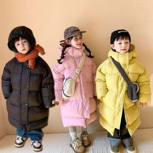 Donsjas Jongens Meisjes Winter gewatteerde jas Kinderen Lange over-de-knie Koreaanse verdikte jassen Kinderen Warme parka's met capuchon