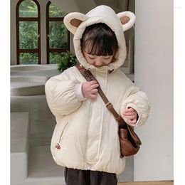 Beibei – manteau d'hiver à capuche en velours pour garçons et filles, veste chaude à capuche, Version coréenne, vêtements épais à la mode pour enfants de 0 à 7 ans
