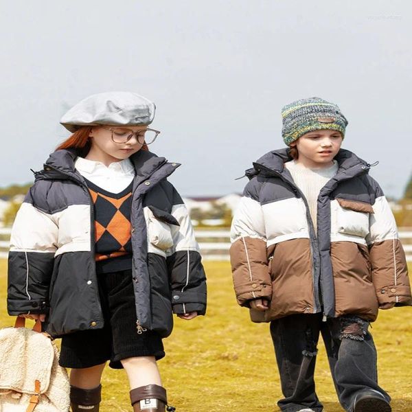 Manteau en duvet mi-long pour garçon et fille, épais, en canard blanc, couleurs assorties, vente en gros, à la mode, hiver 2023