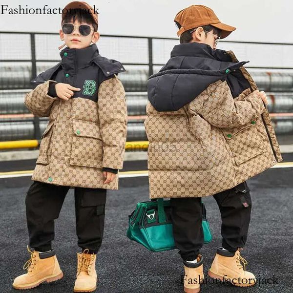 Down Mabet Boys Winter Down Jacket Coats 2023 New Winter Kids Clothes Designer Children Children Jacket Fashion Tops Outwear avec sweat à capuche