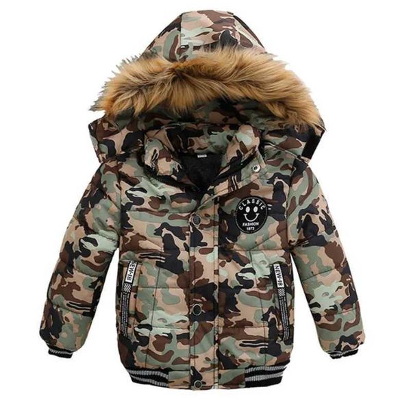 Manteau en duvet garçons hiver doudounes manteaux vêtements enfants style camouflage à capuche veste de neige bébé garçons coupe-vent parka vêtements d'extérieur 2-8 ans J231013