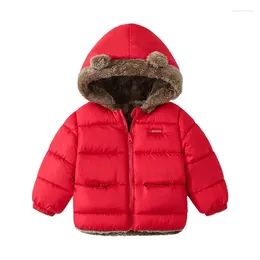 Casaco de lã para meninos, jaqueta grossa e quente para meninas de 2 a 6 anos, moda casual de inverno com capuz para meninos