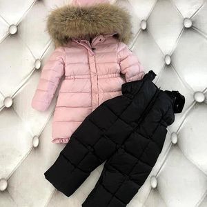 Manteau en duvet de marque pour enfants, combinaison de Ski épaisse, à capuche, à la mode, veste blanche longue pour filles, hiver 2023