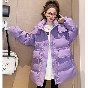 Manteau en duvet enfant fille Parkas d'hiver rembourrés en coton 8 10 12 ans mode sweat à capuche décontracté rose violet chaud vestes HKD230725