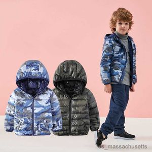 Abrigo de plumón para niños, abrigo de otoño, camuflaje, ligero, a prueba de viento, chaquetas de invierno con capucha para niños, ropa de abrigo hinchada para bebés R230905