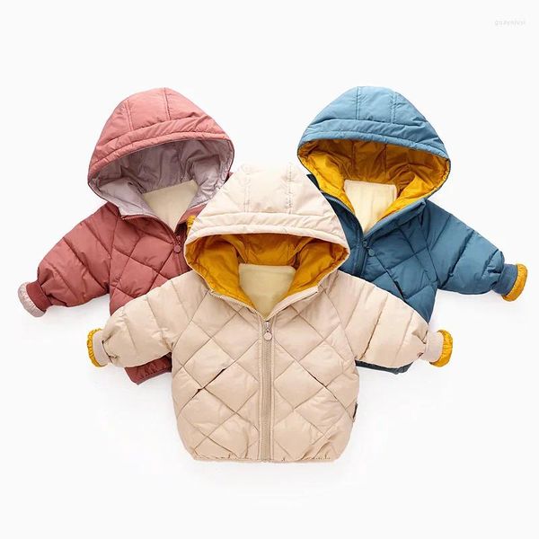 Manteau en duvet enfants pain coton veste manteaux porter automne hiver garçon fille à capuche fermeture éclair plus velours hauts d'extérieur enfants bébé Parkas