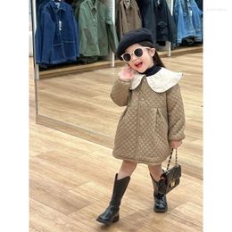 Unten Mantel Kinder Kleidung Kinder 2023 Winter Koreanischen Stil Mädchen Stepp Baumwolle Fleece Große Revers Baumwolle gefütterte Modische Warme