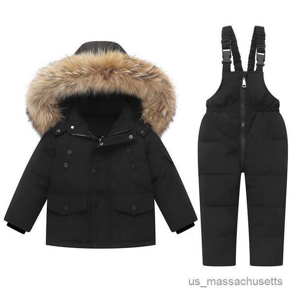 Manteau en duvet pour enfants, ensemble de vêtements pour bébés, vestes chaudes d'hiver pour garçons, combinaison épaisse, salopette pour nourrissons, vêtements pour filles, R230905