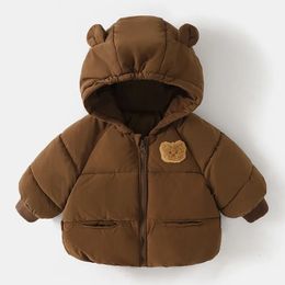 Manteau en duvet pour enfants, vêtements en coton épais, veste pour filles, manteau chaud d'hiver pour bébés, fermeture éclair, Costume à capuche, vêtements d'extérieur pour garçons 231025