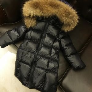 Manteau en duvet pour enfants, veste longue et Slim pour bébé fille, col en vraie fourrure de raton laveur naturel-30 degrés, 231123