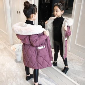 Down Coat Children Girl Jacket Dik Lange Winter Warm Fashion Parka Hapeed Outerwear Kleding voor kinderen Girls Kleding