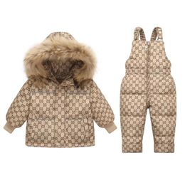 Manteau en duvet pour enfants, ensemble de vêtements, veste d'hiver à 30 degrés, salopette en canard pour filles, costume chaud pour enfants en bas âge, combinaison pour garçons, 231013