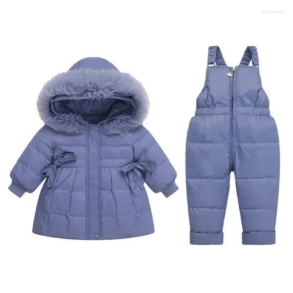 Abrigo de plumas para niños, chaqueta, mono, niño niña, ropa para niño, 2 uds., traje de invierno, monos cálidos para bebé, conjuntos de ropa