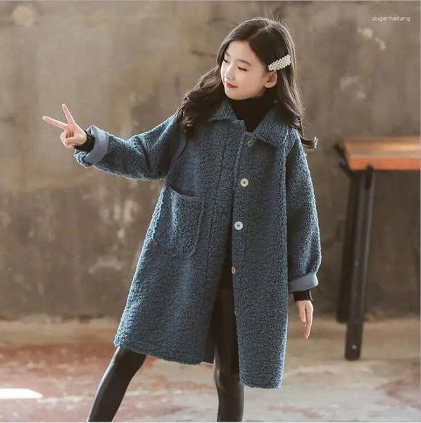 Manteau en duvet pour enfants, automne hiver, adolescentes, col rabattu, manteaux longs, vestes chaudes épaisses, vêtements d'extérieur pour enfant 10 12