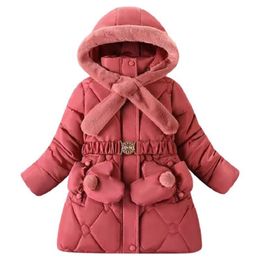 Down Coat Children s cotton coat winter girls thickened mid length plus velvet down jacket 4 12 years old 221130