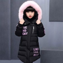 Manteau en duvet veste pour enfants pour filles manteau d'hiver pardessus col de fourrure chaud vers le bas veste en coton vêtements pour enfants fille à capuche longue vêtements d'extérieur 14y 231202