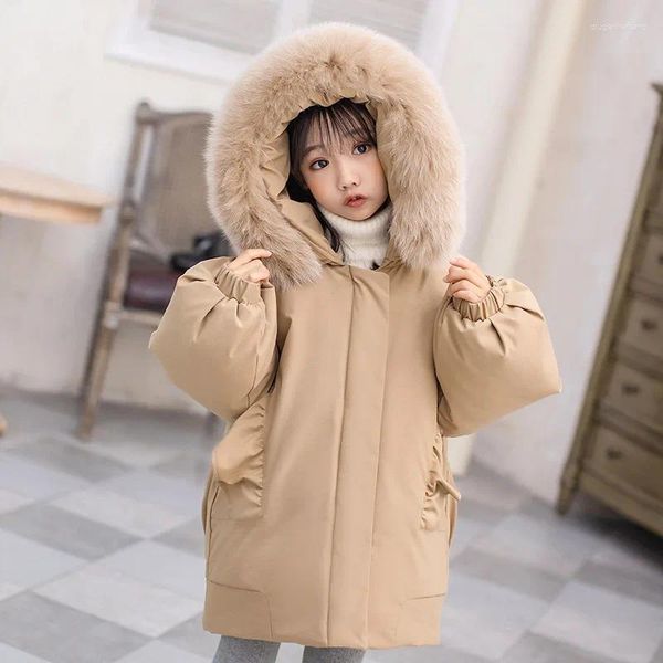 Veste d'enfants du manteau vers le bas Long 2024 filles de style occidental mode Zhong da tong Vêtements d'hiver parka épaissie