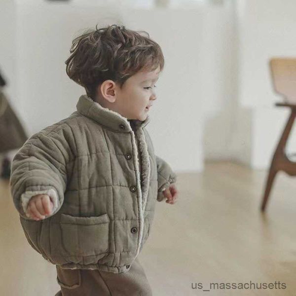 Manteau en duvet pour enfants, vêtements d'extérieur, épais et chaud, veste pour bébés garçons, manteau à col roulé, Parkas R230905