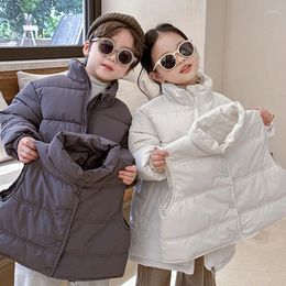 Manteau en duvet pour enfants, veste d'hiver en coton, costumes coréens à col roulé, vêtements d'extérieur épais et chauds, gilet court rembourré, ensembles de 2 pièces pour enfants