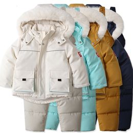 Manteau en duvet de fourrure d'hiver pour enfants, combinaison de neige pour garçons et filles, plus velours épais, chaud, coupe-vent, imperméable, manteaux en coton, vestes à capuche pour enfants 230925