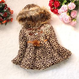 Down Jas Kinderen Winter Luipaard Faux Bontkraag Herfst Bloem Warm Houden Dikker Kinderkleding Meisjes Jas Bovenkleding Kleding 231218