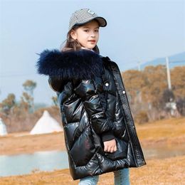 Down Coat Children Shiny Gevoted Jacket Girls Winter Dikke Haped Burk Kraag Warm Kinderkleding Outerwear 6 14 jaar TZ267 221007