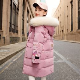 Down Coat Children Simple and Fashionable Pootded Jacket Winter Big verwijderbare hoed verdikt katoen Long 221130