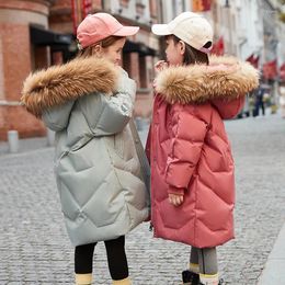 Down Mabet Enfants Toddler Vêtements Little Girl's Long avec de vraies vestes de fourrure hiver pour les manteaux de filles
