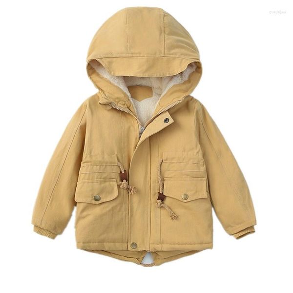 Manteau en duvet pour enfants, veste d'hiver avec polaire, coupe-vent d'automne, à capuche, vêtements d'extérieur chauds pour garçons et filles de 3 à 10 ans, LC156