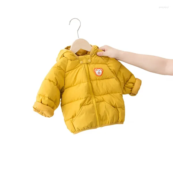 Manteau en duvet de coton pour filles, veste d'hiver, vêtements ours de dessin animé, pour garçons et bébés, salopette à capuche avec fermeture éclair pour enfants