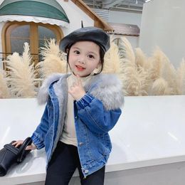 Donsjas CROAL CHERIE Warm bont Kinderparka's Kinderen Meisjes Jongens Winter Jeansjasje Cothes Dik fluwelen babyjassen met capuchon Bovenkleding