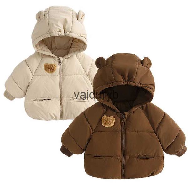 Abrigo de plumón Oso lindo Abrigo de invierno para bebé Chaqueta de algodón gruesa para niños Ropa para niñas Top con capucha para niños Ropa de abrigo para nieve Traje coreano 1-6Yvaiduryb