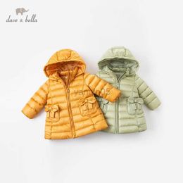 Manteau en duvet DB16015-K dave bella hiver bébé filles mode poches à capuche manteau en duvet enfants 90% duvet de canard blanc rembourré veste pour enfants HKD230725