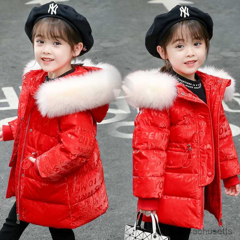 다운 코트 정도 겨울 두꺼운 흰색 다운 재킷 소녀 옷 후드 아동 코트 어린이 외부 의류 r230905