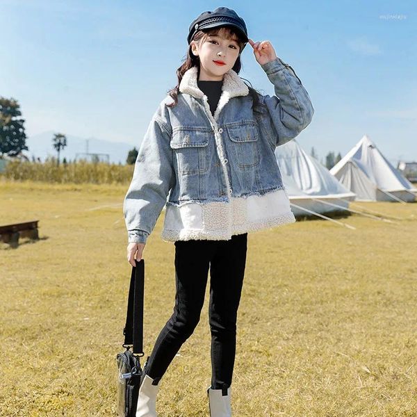 Manteau en duvet d'automne et d'hiver 2024 pour enfants, veste pour garçons et filles, en coton rembourré avec Clip, Denim épais