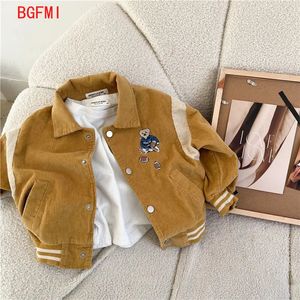 Donsjas Mode Cartoon Borduren Corduroy Jassen voor babyjongens Meisjes Casual Lente Herfst Uitloper Peuter Kinderjas Kleding Sportkleding 231214