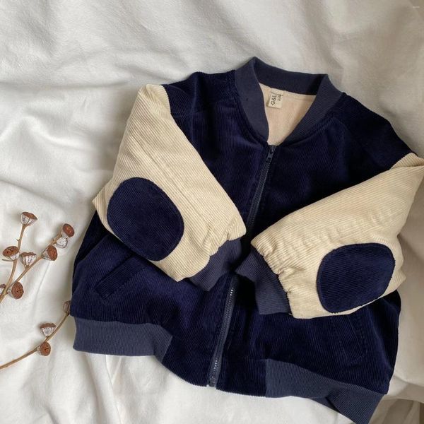 Manteau en duvet mode coréenne pour bébé fille et garçon, veste de printemps en velours côtelé, vêtements d'extérieur bombardier pour enfants en bas âge, vêtements d'automne en Patchwork de 2 à 7 ans